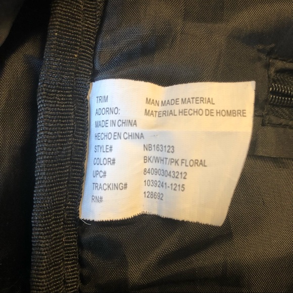 Black Floral Backpack with Pink Flowers and Pink Tassel - Picture 6 of 6